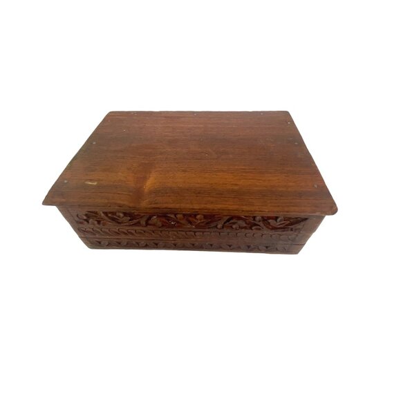 Handcrafted Wooden Jewelry Box With Intricate Inlay & Velvet Lining - Picture 8 of 10